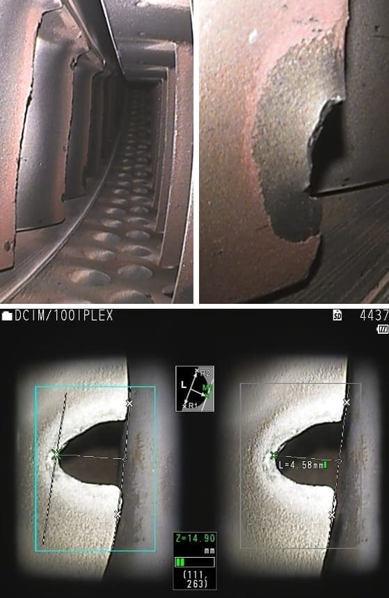 Borescope inspection reveals catastrophic jet engine failure Ashtead
